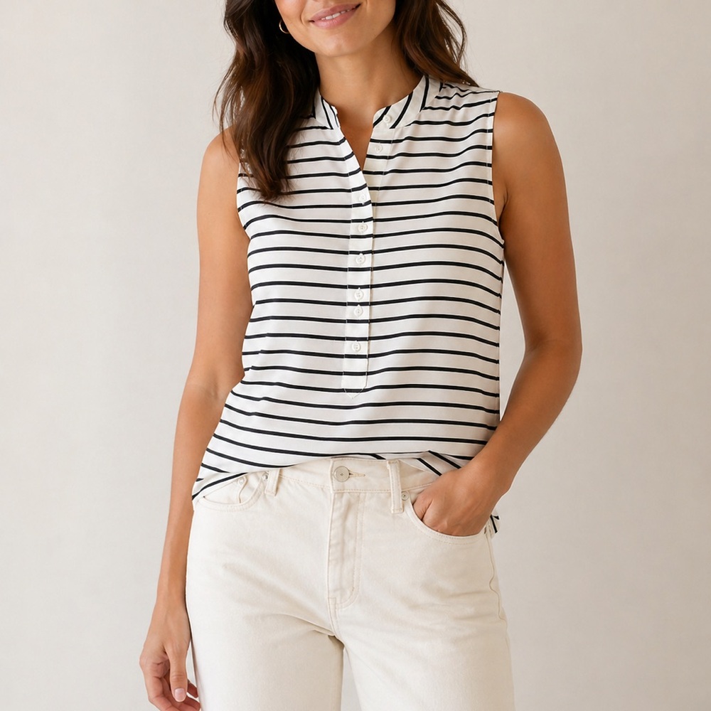 J. Crew Striped Sleeveless Button-Front Top size 4